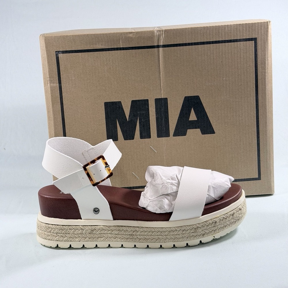 MIA Size-7.5M Womens Kiera Espadrilles Wedge Sandals White